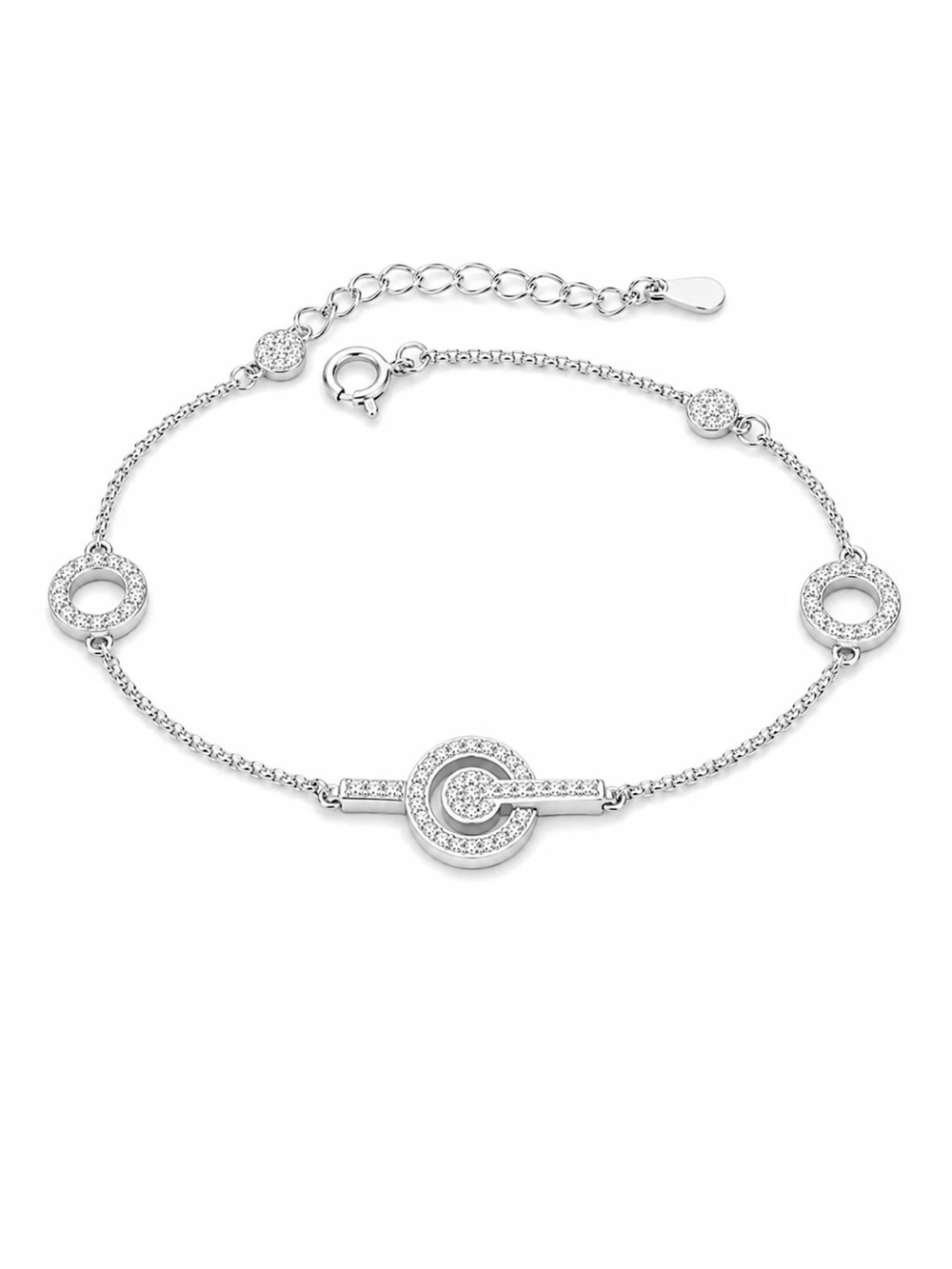 Swarovski Silver Pave Circle Chain Bracelet